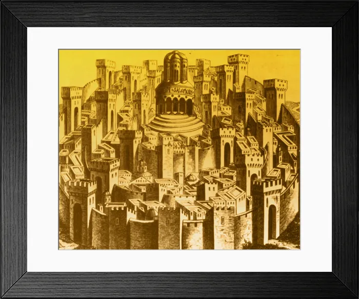 Framed Print : 15th century woodcut of Jerusalem