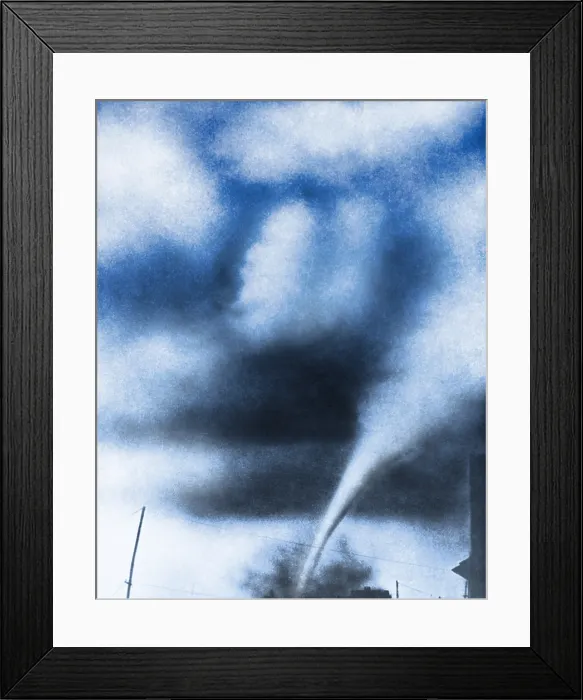Framed Print : Tornado, Oklahoma, August 1925. The condensation funnel is clearly visible Framed Print : Tornado, Oklahoma, August 1925. The condensation funnel is clearly visible