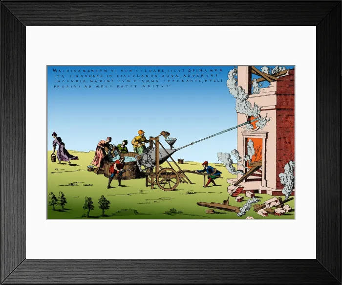 Framed Print : Besson's Fire Engine, 1571 Framed Print : Besson's Fire Engine, 1571