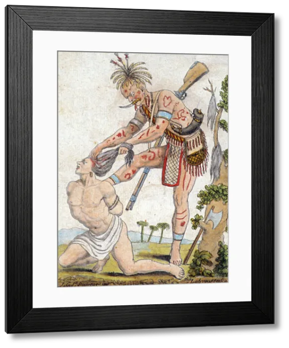 Framed Print : Iroquois Warrior Scalping Enemy, 18th Century Framed Print : Iroquois Warrior Scalping Enemy, 18th Century