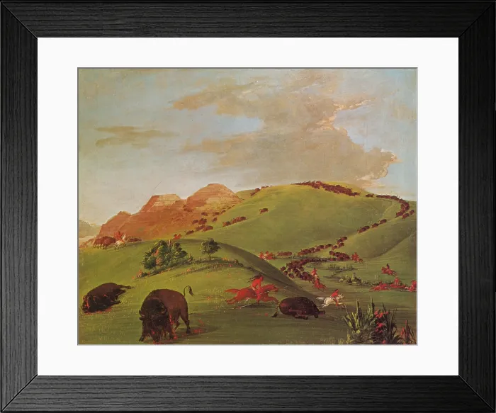 Framed Print : Native American Indians Buffalo Hunt, 1832