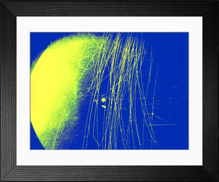 Framed Print : Meson Decay in Bubble Chamber Framed Print : Meson Decay in Bubble Chamber