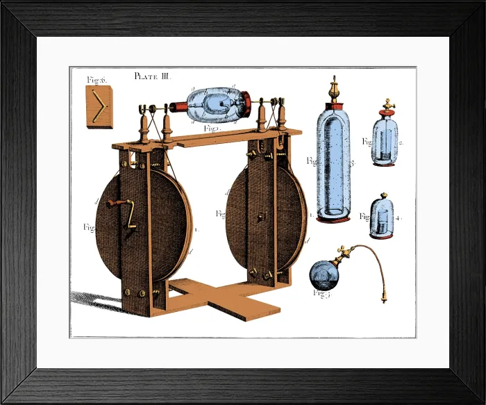 Framed Print : Hauksbee Electrical Machine, 18th Century Framed Print : Hauksbee Electrical Machine, 18th Century