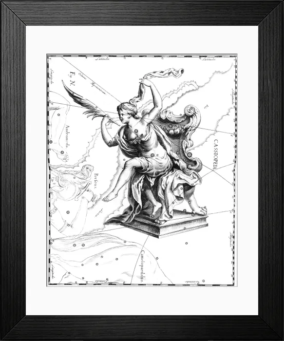 Framed Print : Cassiopeia Constellation, Hevelius, 1687 Framed Print : Cassiopeia Constellation, Hevelius, 1687