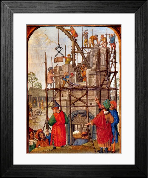 Framed Print : Tower of Babel, Flemish Book of Hours Framed Print : Tower of Babel, Flemish Book of Hours