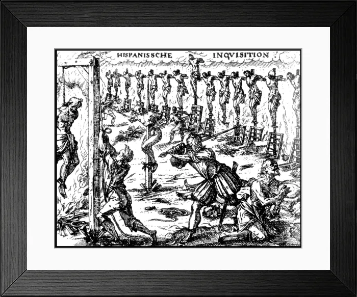 Framed Print : Spanish Inquisition, Torture and Death, 1493 Framed Print : Spanish Inquisition, Torture and Death, 1493