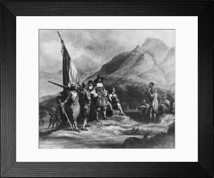 Framed Print : Jan van Riebeeck Arrives in Table Bay, 1652 Framed Print : Jan van Riebeeck Arrives in Table Bay, 1652