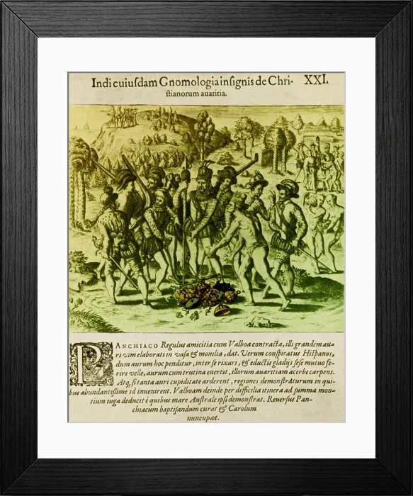 Framed Print : Balboa, Spanish Conquistador, with the Indians Framed Print : Balboa, Spanish Conquistador, with the Indians