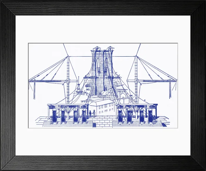 Framed Print : Brooklyn Bridge Diagram Framed Print : Brooklyn Bridge Diagram