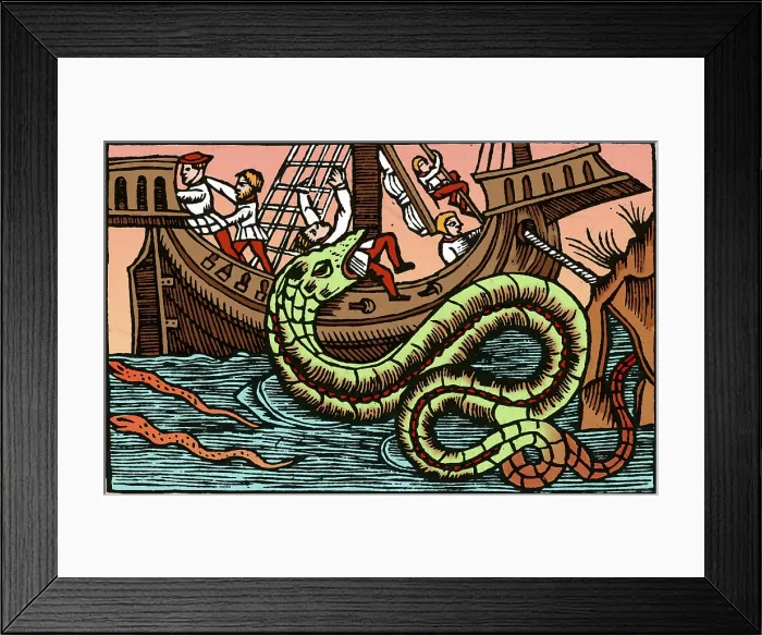 Framed Print : Kraken Attacking Ship, 1555 Framed Print : Kraken Attacking Ship, 1555