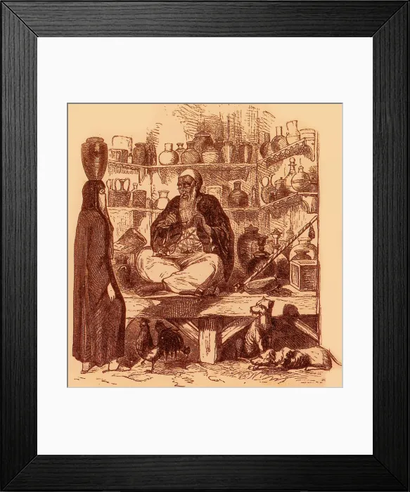 Framed Print : A Cairo street trader displays his wares Framed Print : A Cairo street trader displays his wares