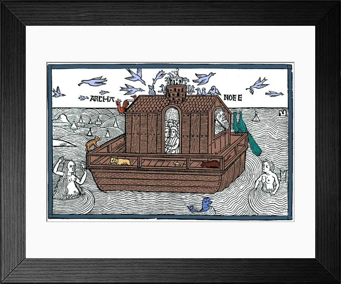 Framed Print : Noah's Ark with Merfolk, 1493 Framed Print : Noah's Ark with Merfolk, 1493