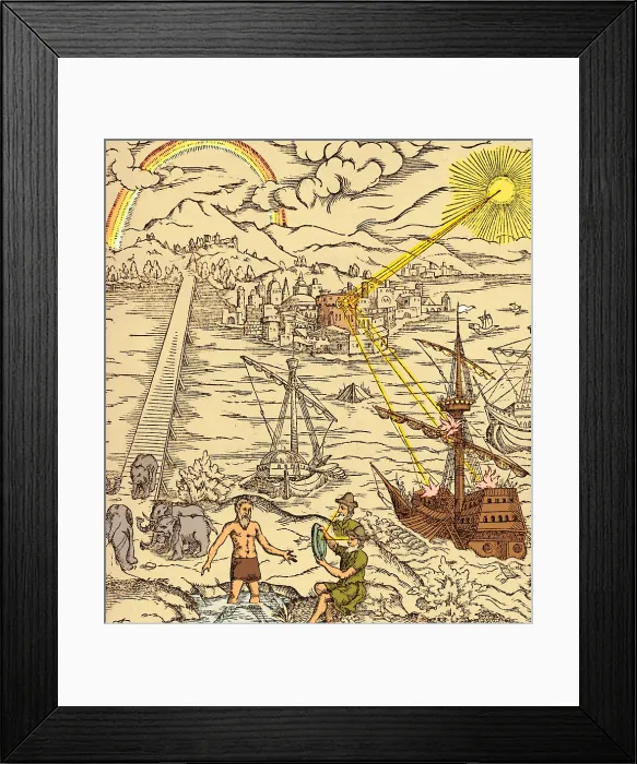 Framed Print : Discoveries in Optics, Archimedes Heat Ray Framed Print : Discoveries in Optics, Archimedes Heat Ray