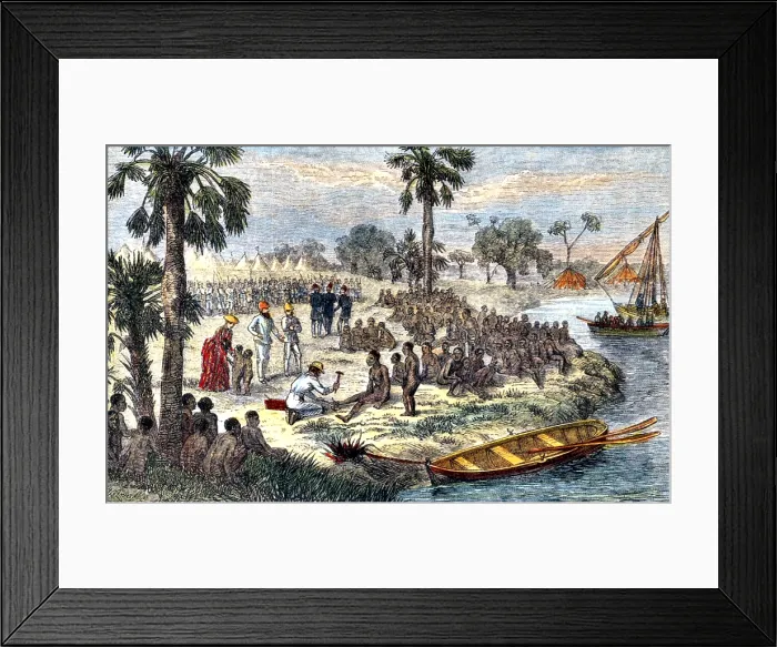 Framed Print : Florence and Samuel Baker Liberating Slaves, 1869 Framed Print : Florence and Samuel Baker Liberating Slaves, 1869