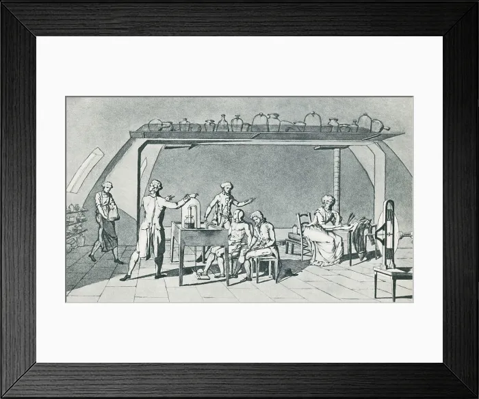 Framed Print : Antoine Lavoisier, Respiration Experiment Framed Print : Antoine Lavoisier, Respiration Experiment