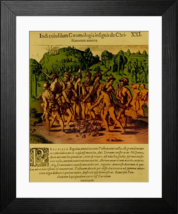 Framed Print : Balboa, Spanish Conquistador, with the Indians Framed Print : Balboa, Spanish Conquistador, with the Indians