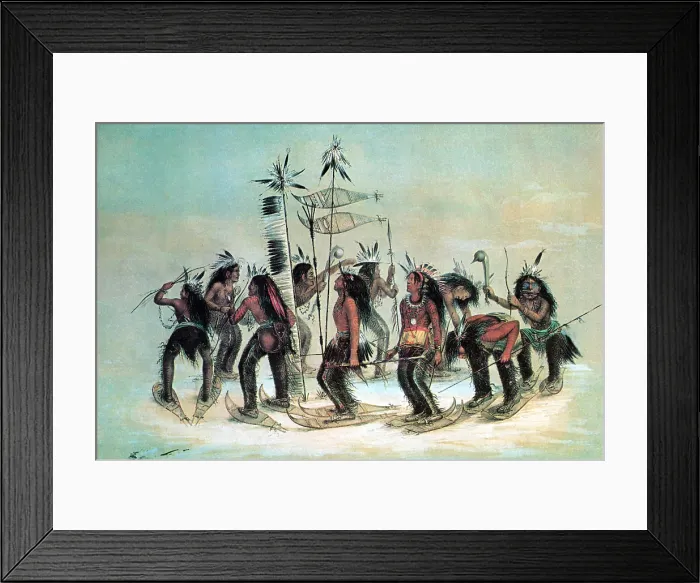 Framed Print : Native American Indian Snow-Shoe Dance Framed Print : Native American Indian Snow-Shoe Dance