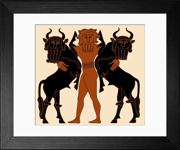 Framed Print : Gilgamesh Subduing Two Bulls Framed Print : Gilgamesh Subduing Two Bulls