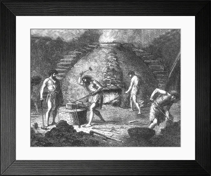 Framed Print : Prehistoric Man, Iron Age Blacksmiths