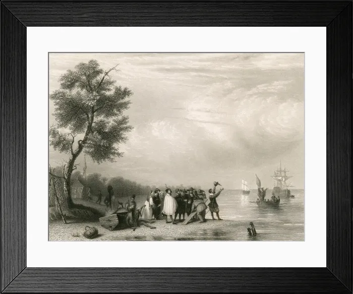 Framed Print : Landing at Jamestown, 1600's Framed Print : Landing at Jamestown, 1600's
