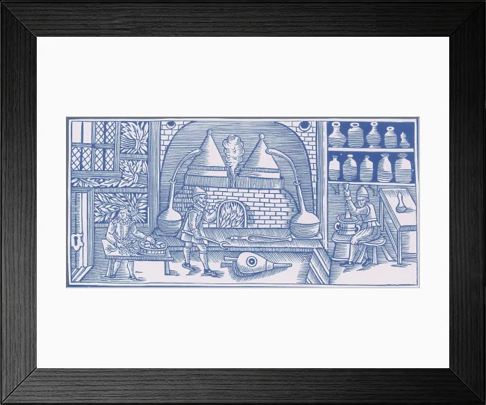 Framed Print : Distillation, Middle Ages Framed Print : Distillation, Middle Ages