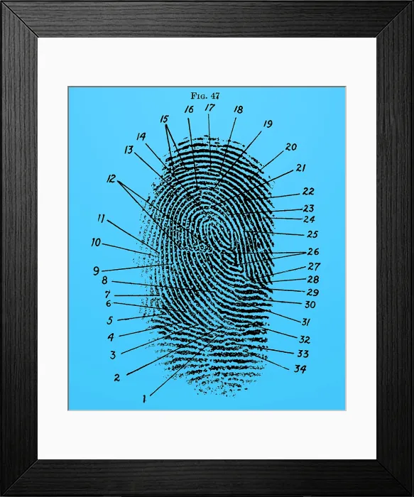 Framed Print : Fingerprint Diagram, 1940 Framed Print : Fingerprint Diagram, 1940