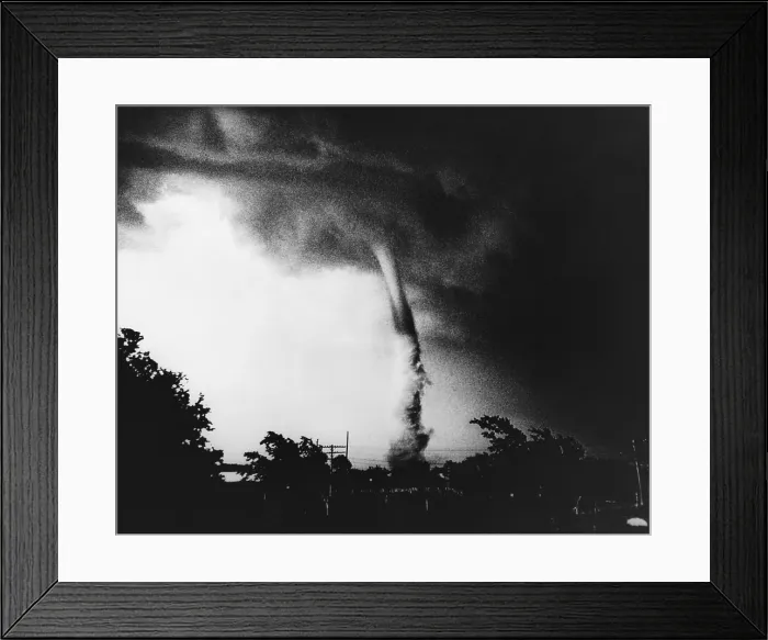 Framed Print : Tornado. The condensation funnel is clearly visible Framed Print : Tornado. The condensation funnel is clearly visible