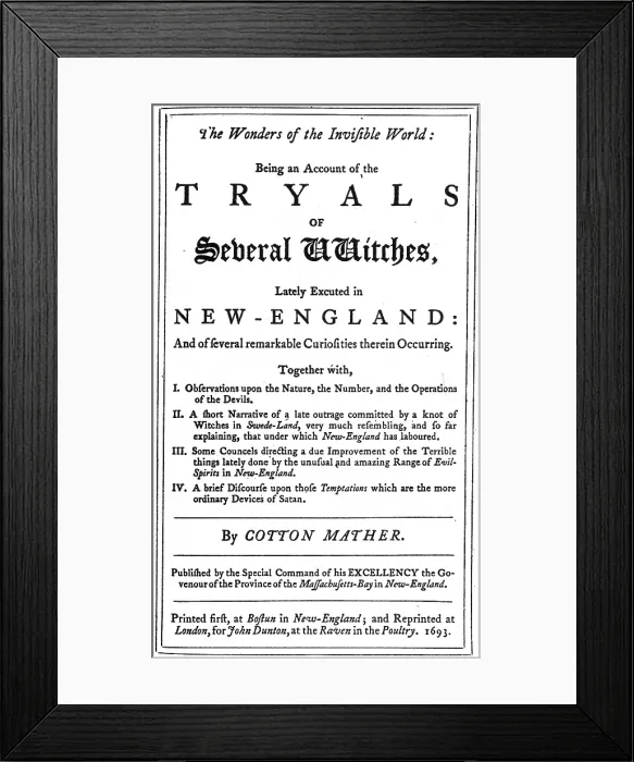 Framed Print : Wonders of the Invisible World, 1693 Framed Print : Wonders of the Invisible World, 1693
