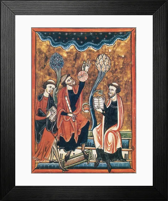 Framed Print : Medieval Astronomers with Astrolabe