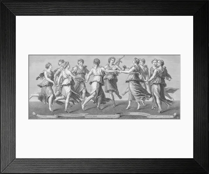 Framed Print : The Muses. Muses Dancing With Apollo, an engraving of an original fresco Framed Print : The Muses. Muses Dancing With Apollo, an engraving of an original fresco
