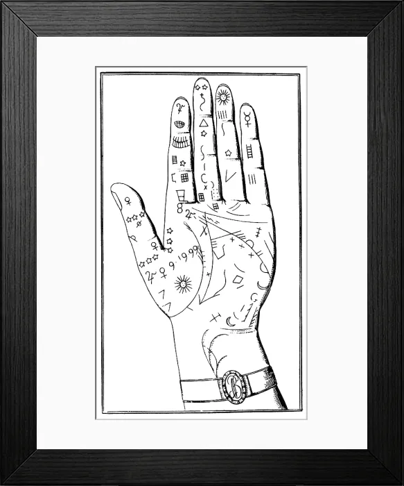 Framed Print : Palmistry, Napoleon's Palm Lines, 19th Century Framed Print : Palmistry, Napoleon's Palm Lines, 19th Century