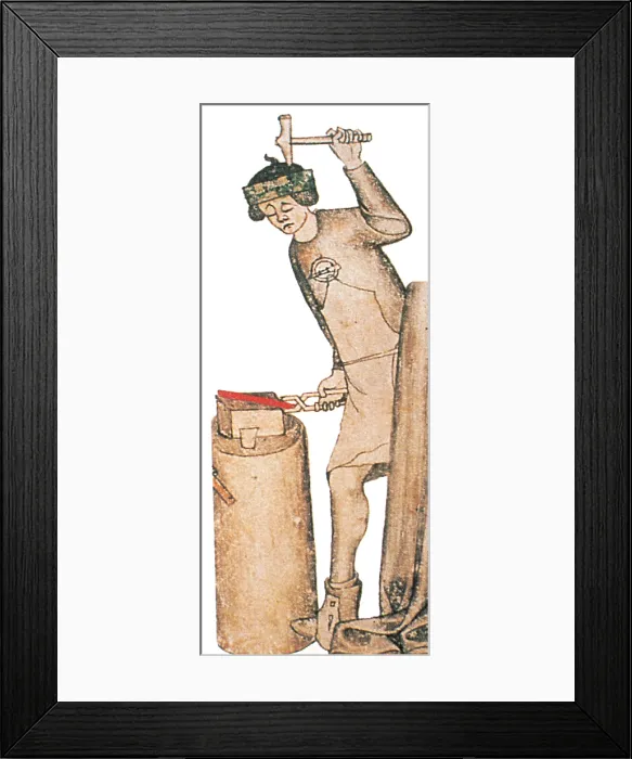 Framed Print : Coppersmith, Medieval Tradesman, 14th Century Framed Print : Coppersmith, Medieval Tradesman, 14th Century