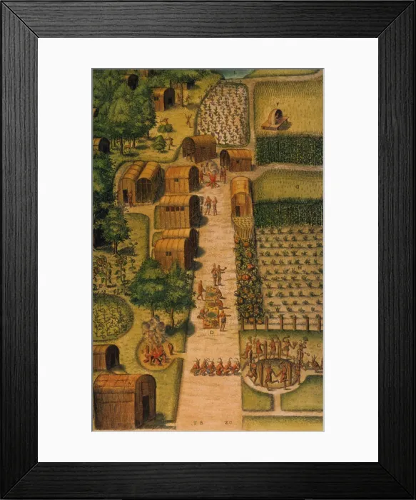 Framed Print : Secotan, Algonquin Village, North Carolina, 1585 Framed Print : Secotan, Algonquin Village, North Carolina, 1585