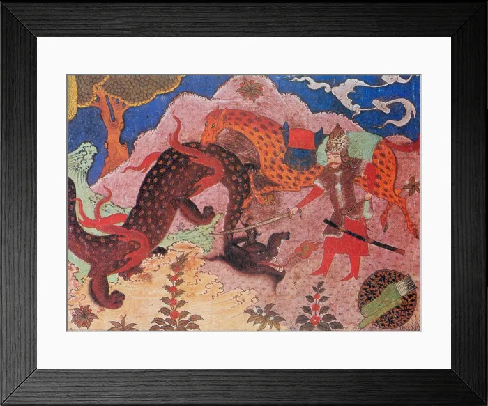 Framed Print : Rostam Kills the Dragon Framed Print : Rostam Kills the Dragon