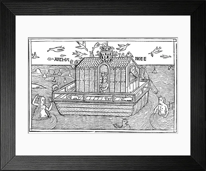 Framed Print : Noah's Ark with Merfolk, 1493 Framed Print : Noah's Ark with Merfolk, 1493