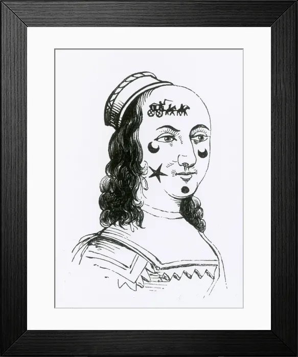 Framed Print : Ornamental Patches on Face, 17th Century Framed Print : Ornamental Patches on Face, 17th Century