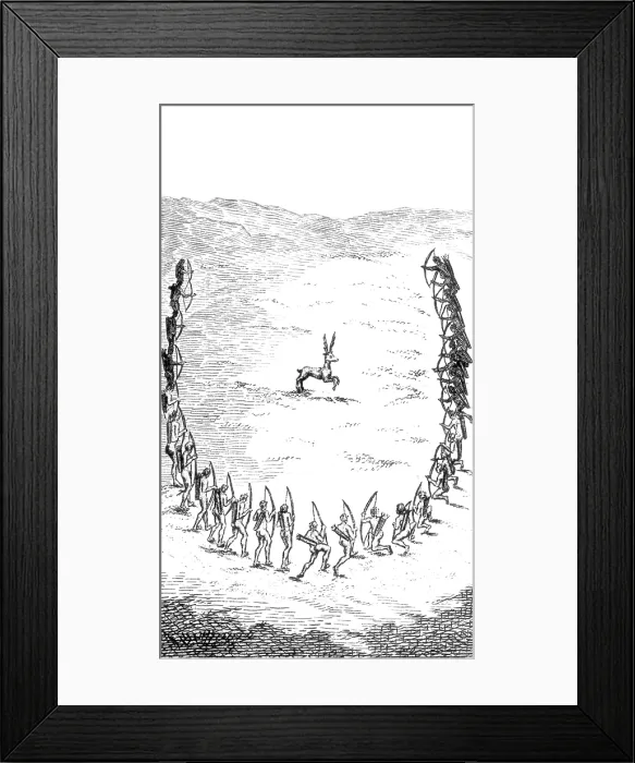 Framed Print : Native American Indians, Half-Moon Deer Hunting Tactic Framed Print : Native American Indians, Half-Moon Deer Hunting Tactic