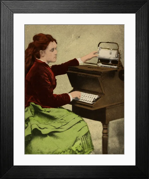 Framed Print : Lillian Sholes, The First Typist, 1872