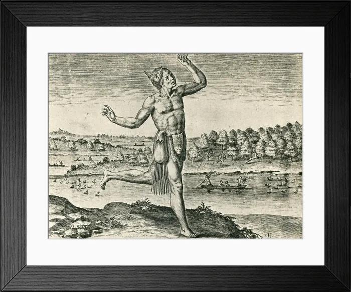 Framed Print : Native American Indian Conjurer, 1588 Framed Print : Native American Indian Conjurer, 1588