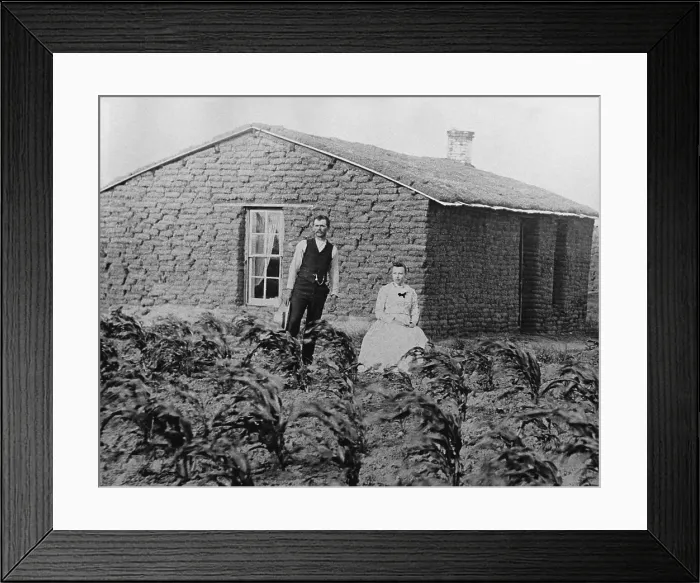 Framed Print : Nebraskan Sod House, c. 1880 Framed Print : Nebraskan Sod House, c. 1880