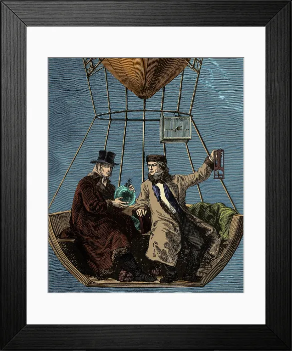 Framed Print : Gay-Lussac and Biot in Hot Air Balloon, 1804