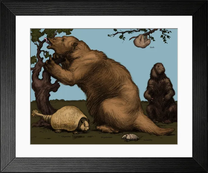 Framed Print : Glyptodon and Megatherium, Extinct Fauna Framed Print : Glyptodon and Megatherium, Extinct Fauna