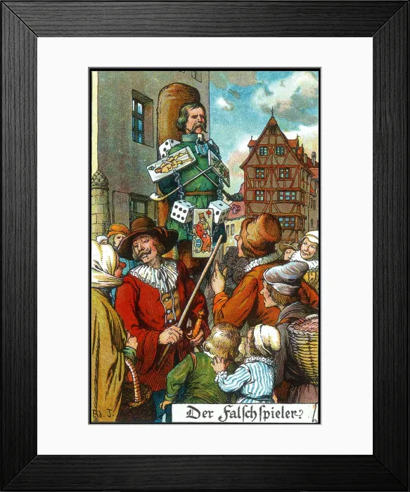 Framed Print : Medieval Punishment, Card Cheat