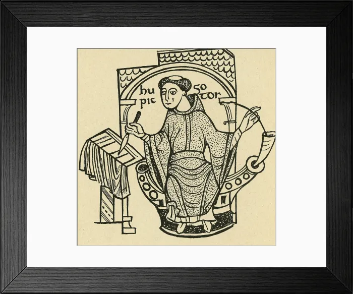 Framed Print : Medieval Monk and Scribe, 11th Century Framed Print : Medieval Monk and Scribe, 11th Century
