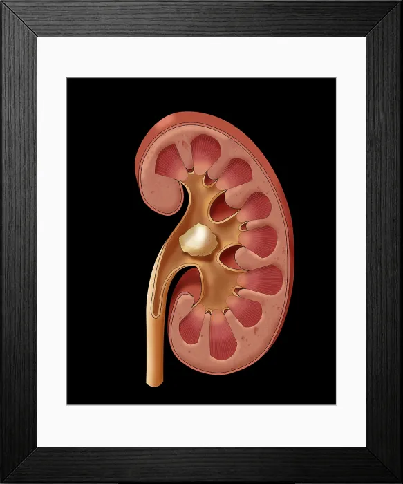 Framed Print : Renal Stones, Illustration Framed Print : Renal Stones, Illustration