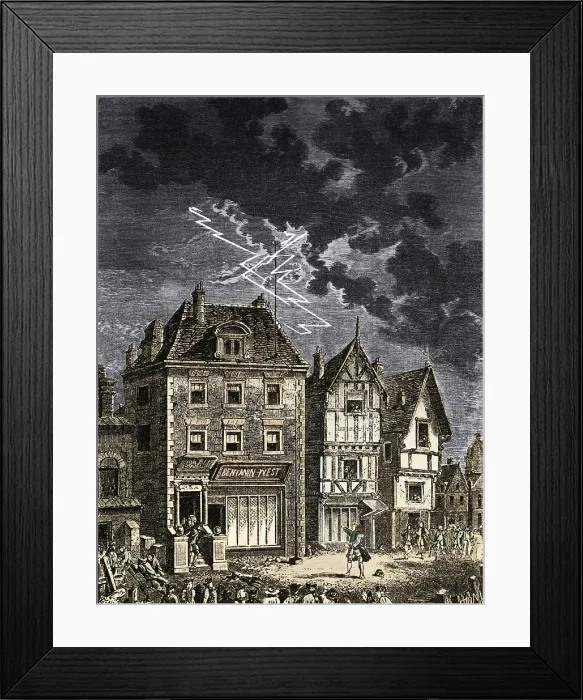 Framed Print : Benjamin Franklin, Lightning Rod