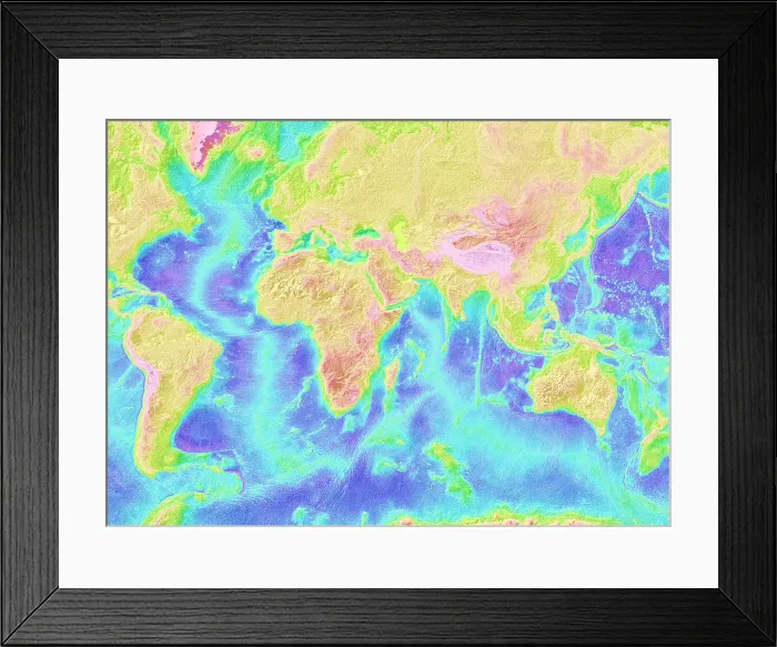 Framed Print : Topography of the Atlantic and Indian Ocean Framed Print : Topography of the Atlantic and Indian Ocean