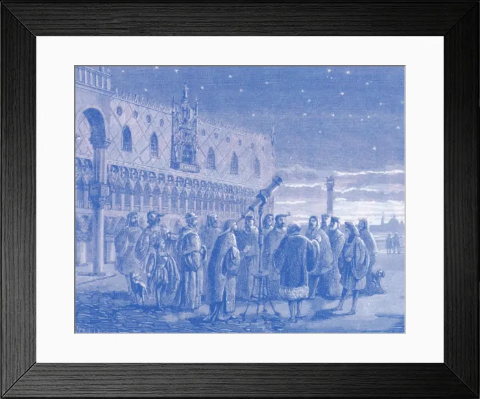 Framed Print : Galileo Galilei Demonstrating His Telescope, 1609