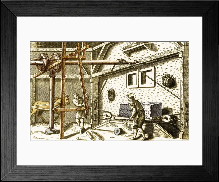 Framed Print : Stone-Cutting Process, 17th Century Framed Print : Stone-Cutting Process, 17th Century