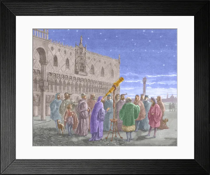 Framed Print : Galileo Galilei Demonstrating His Telescope, 1609 Framed Print : Galileo Galilei Demonstrating His Telescope, 1609